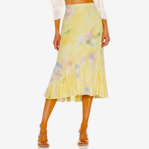 Alice + Olivia Dresses & Skirts - NWT Alice + Olivia Beachside Tie Dye Boho Yellow Pink Blue Green Fluted Skirt